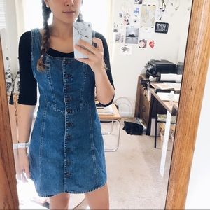 Vintage NY jeans button front overall dress